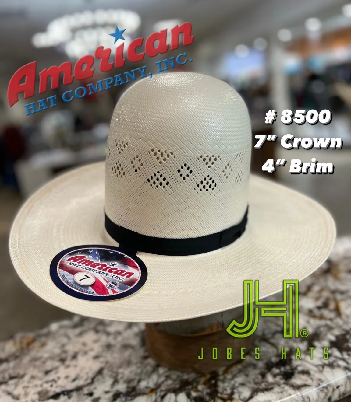 2021 American Hat 🇺🇸 #8500 with 7” Tall Crown R/O 4” brim