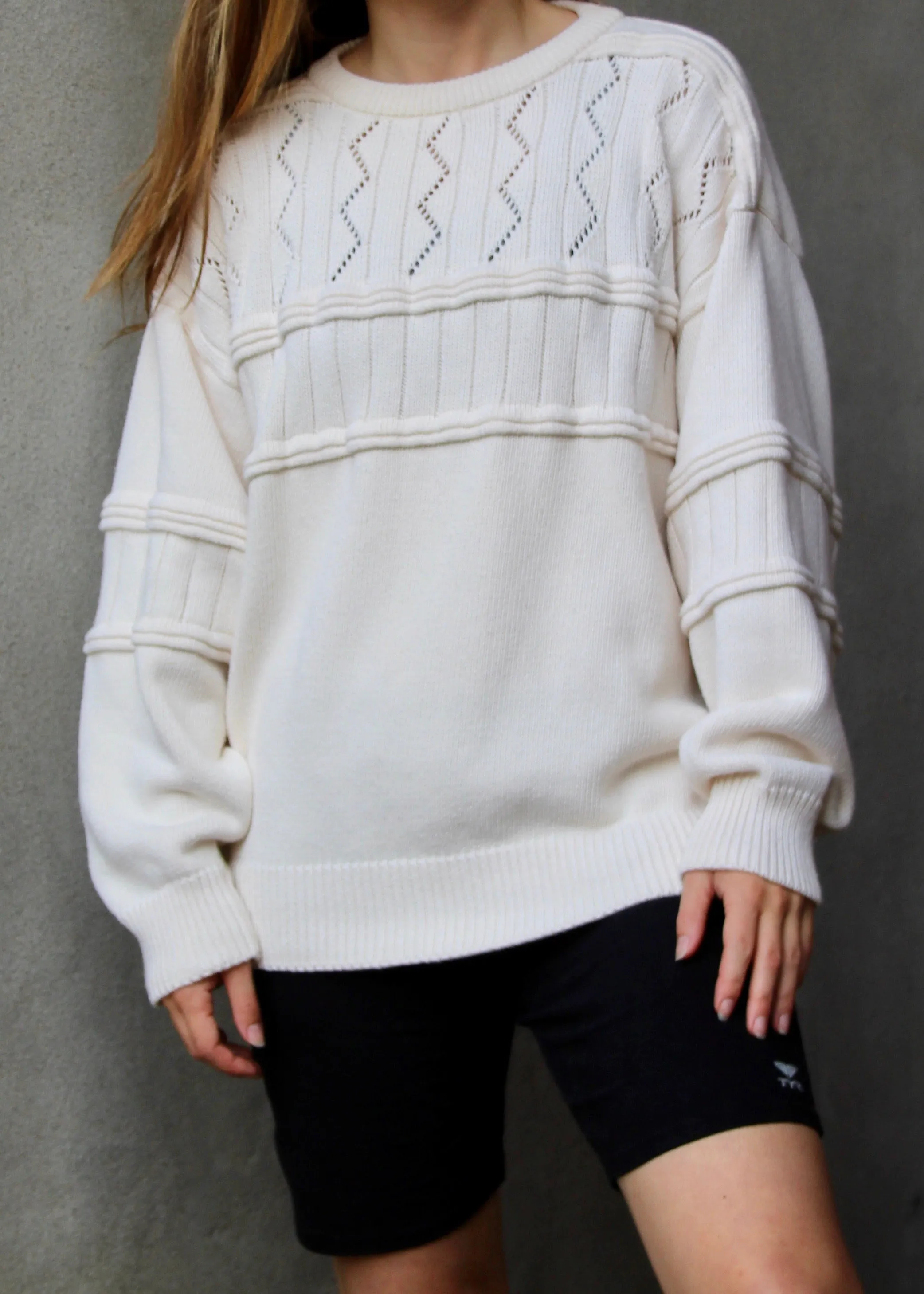 80s Eaton Chunky White Knit L/XL