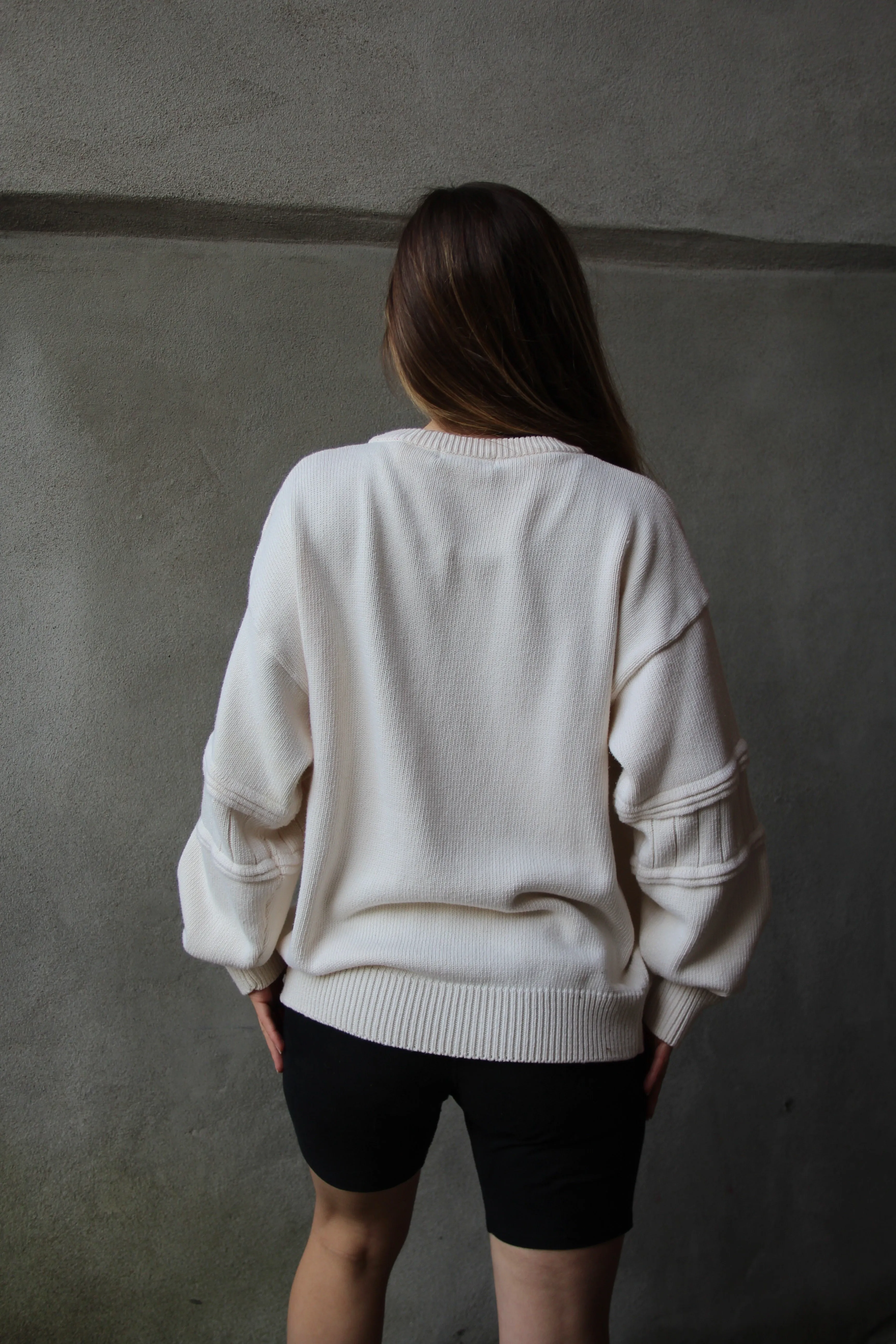 80s Eaton Chunky White Knit L/XL