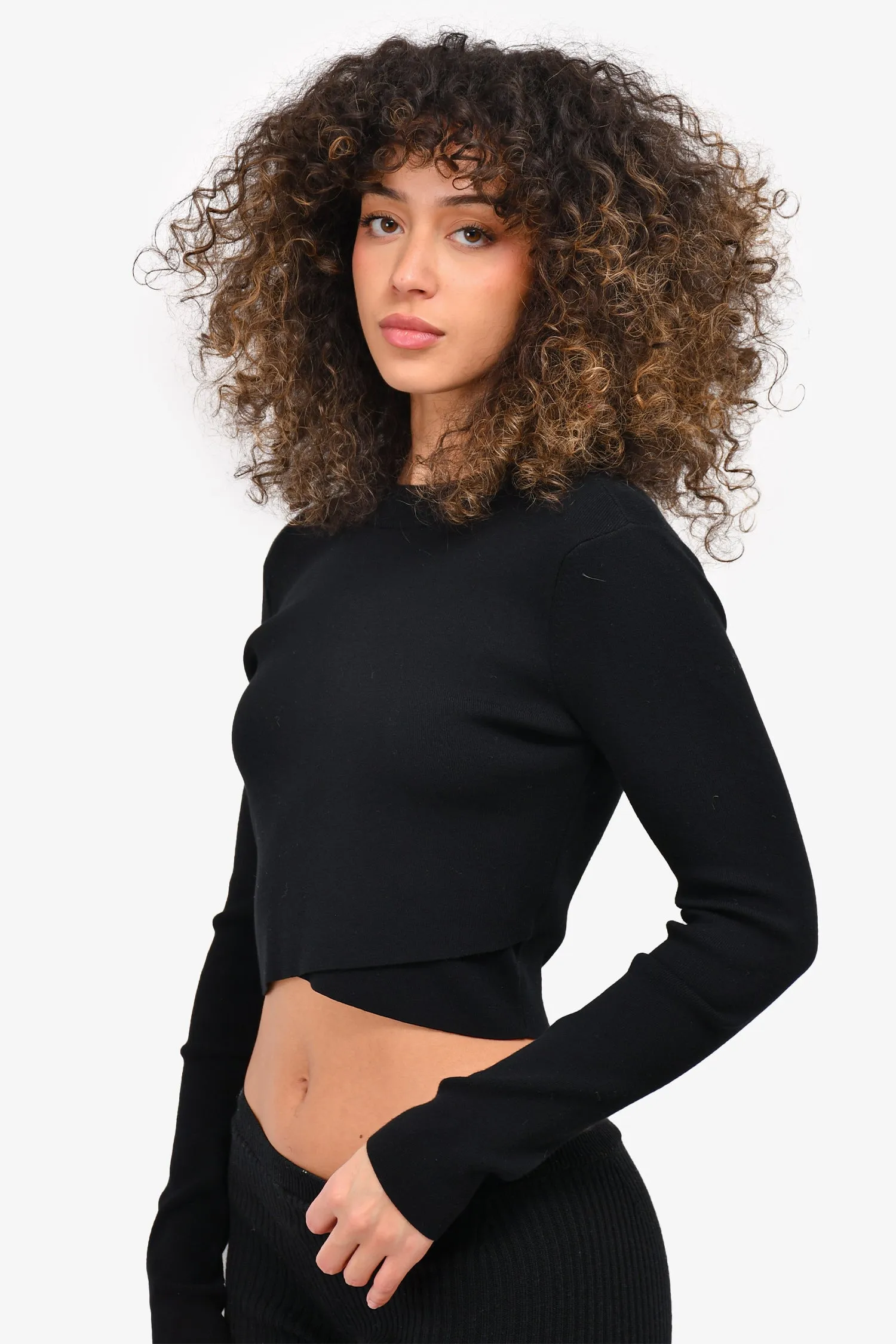 A.L.C Black Crewneck Crop Sweater Size M