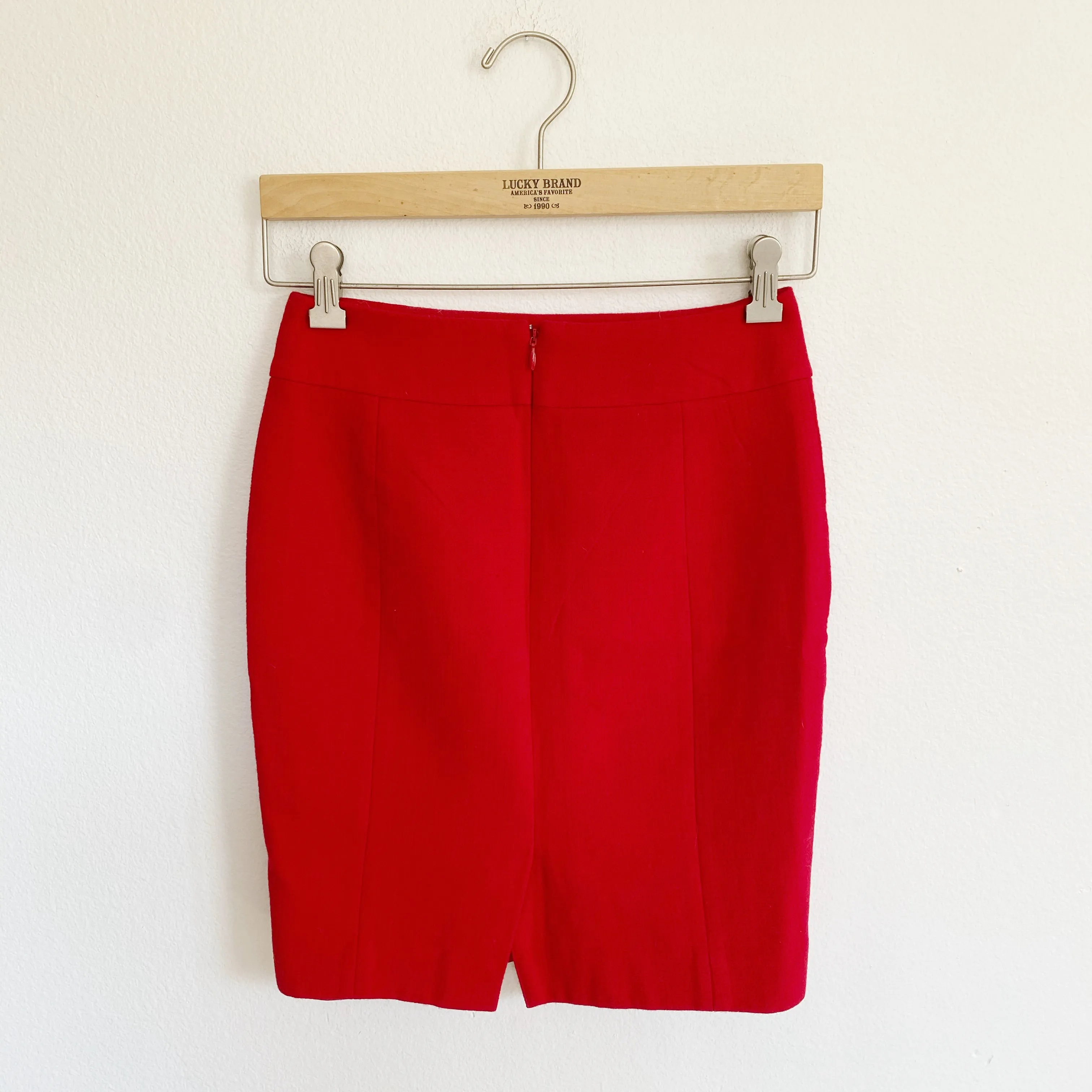 Ann Taylor Wool Red Holiday Pencil Skirt 00