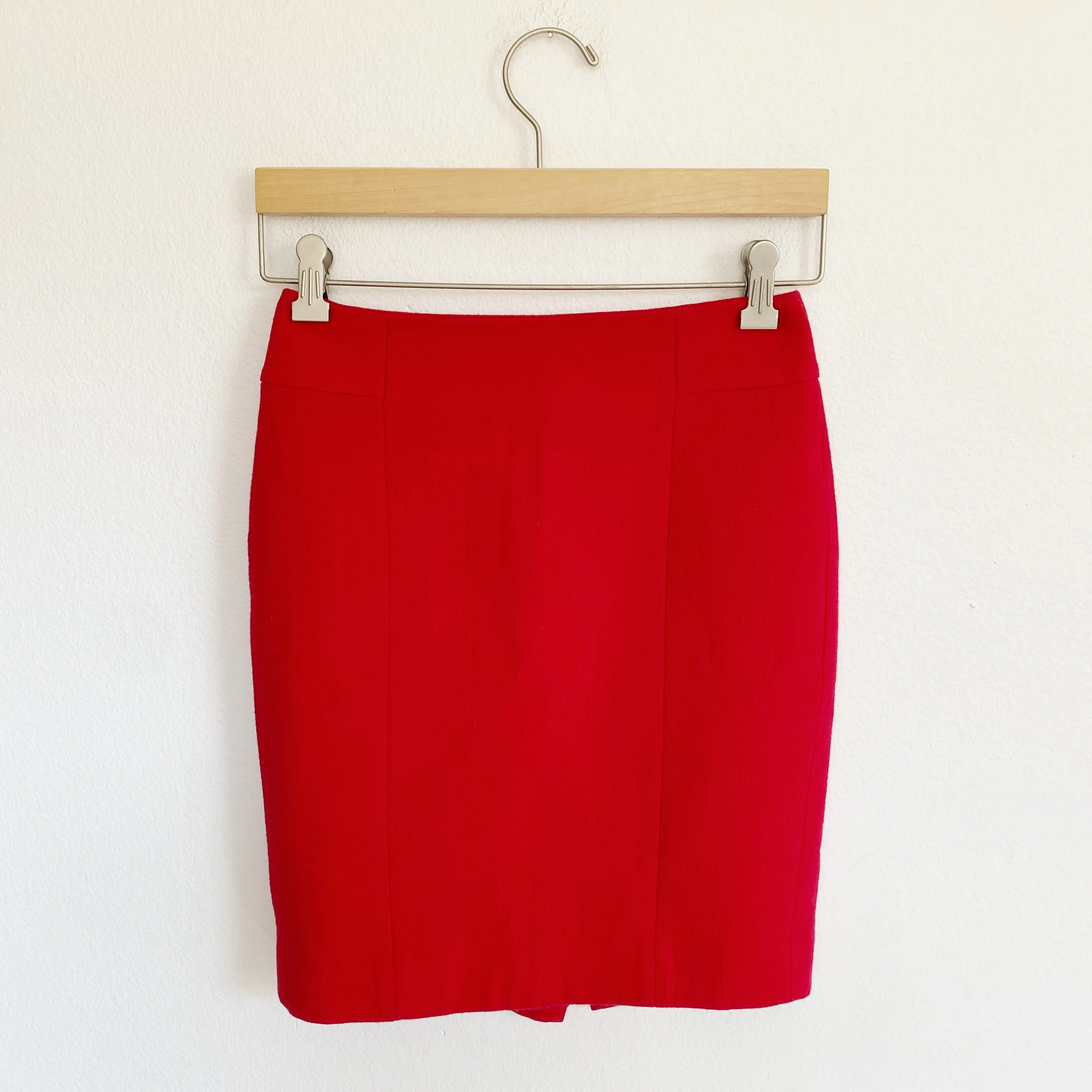 Ann Taylor Wool Red Holiday Pencil Skirt 00