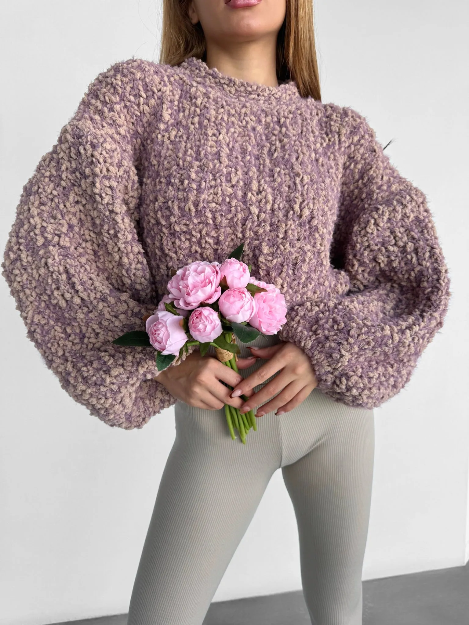 Balloon Crop Sweater - Pouder