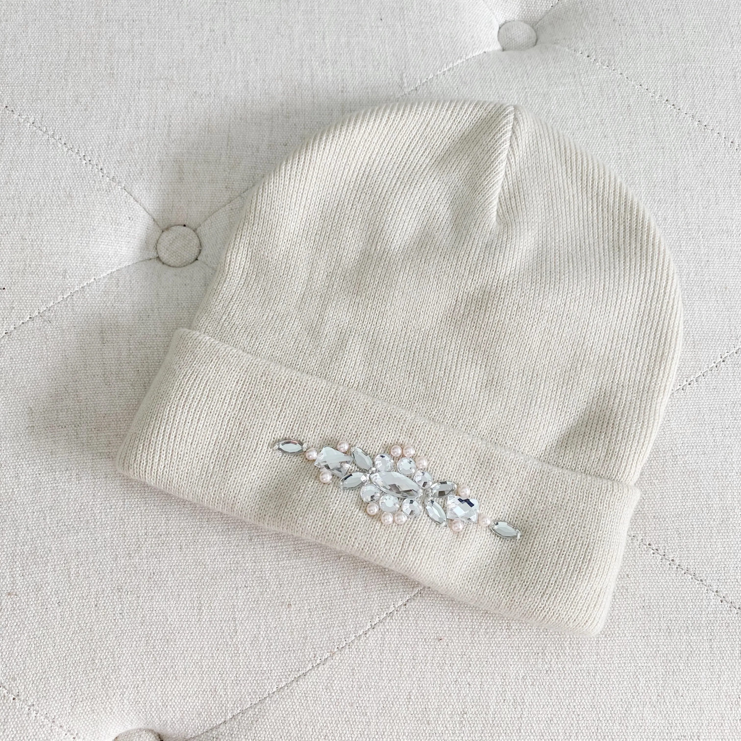 Betsey Johnson Jewel cream Knit Beanie