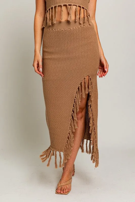 Bohemian Tassel Midi Skirt