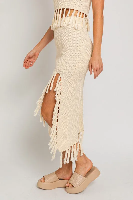 Bohemian Tassel Midi Skirt