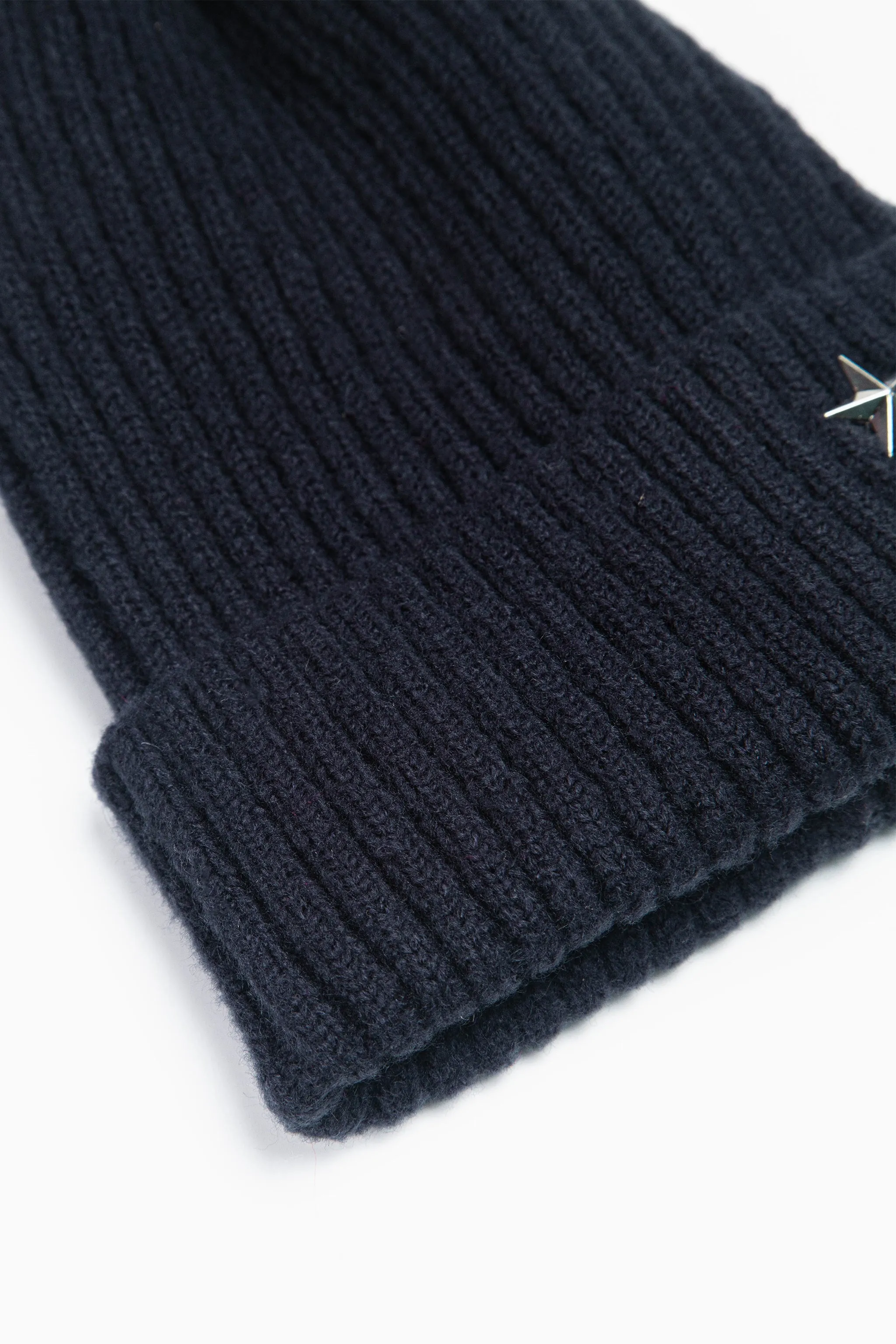 Bonnie Pom Pom Hat - Navy Blue, Silver Star