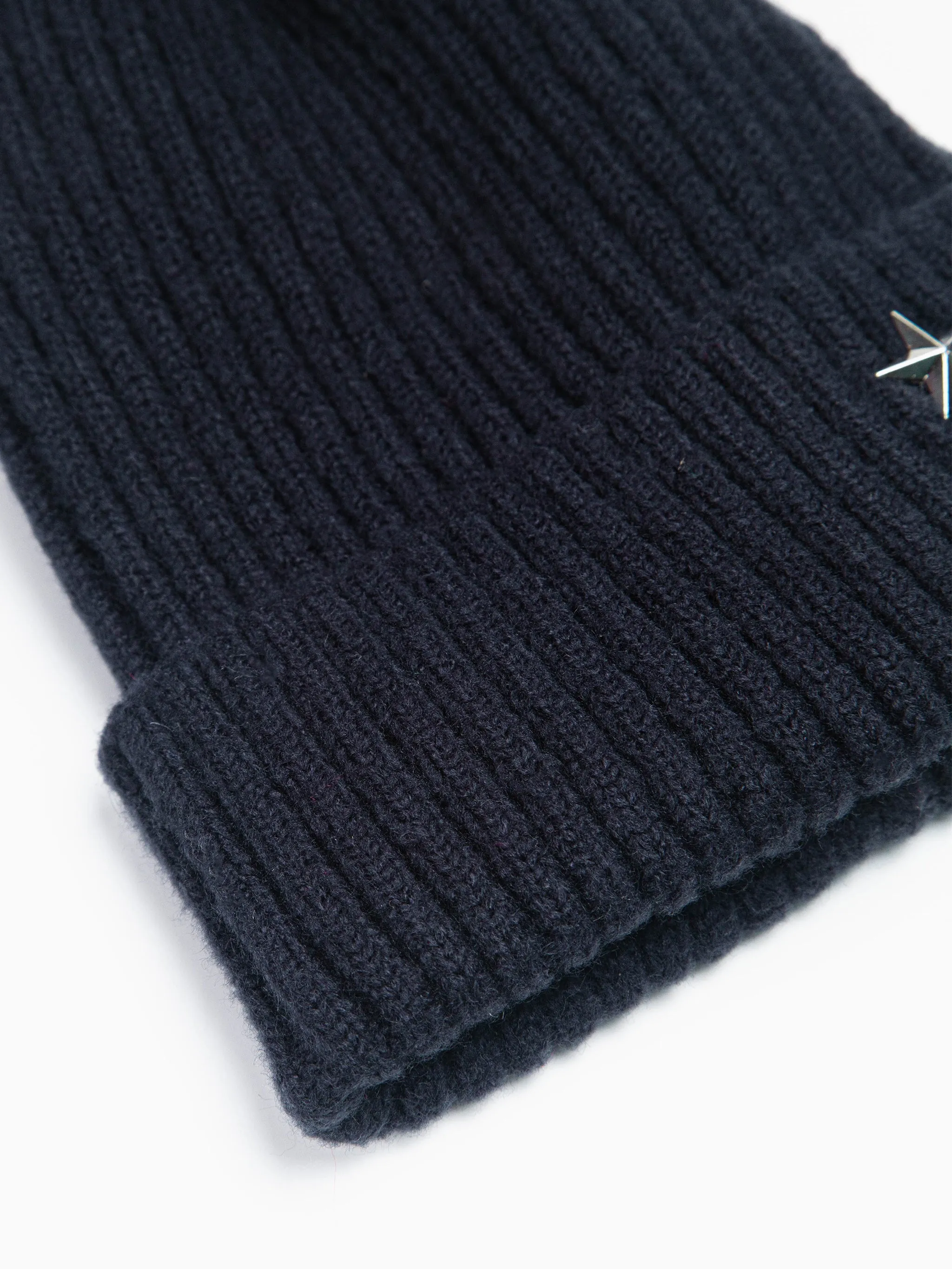 Bonnie Pom Pom Hat - Navy Blue, Silver Star