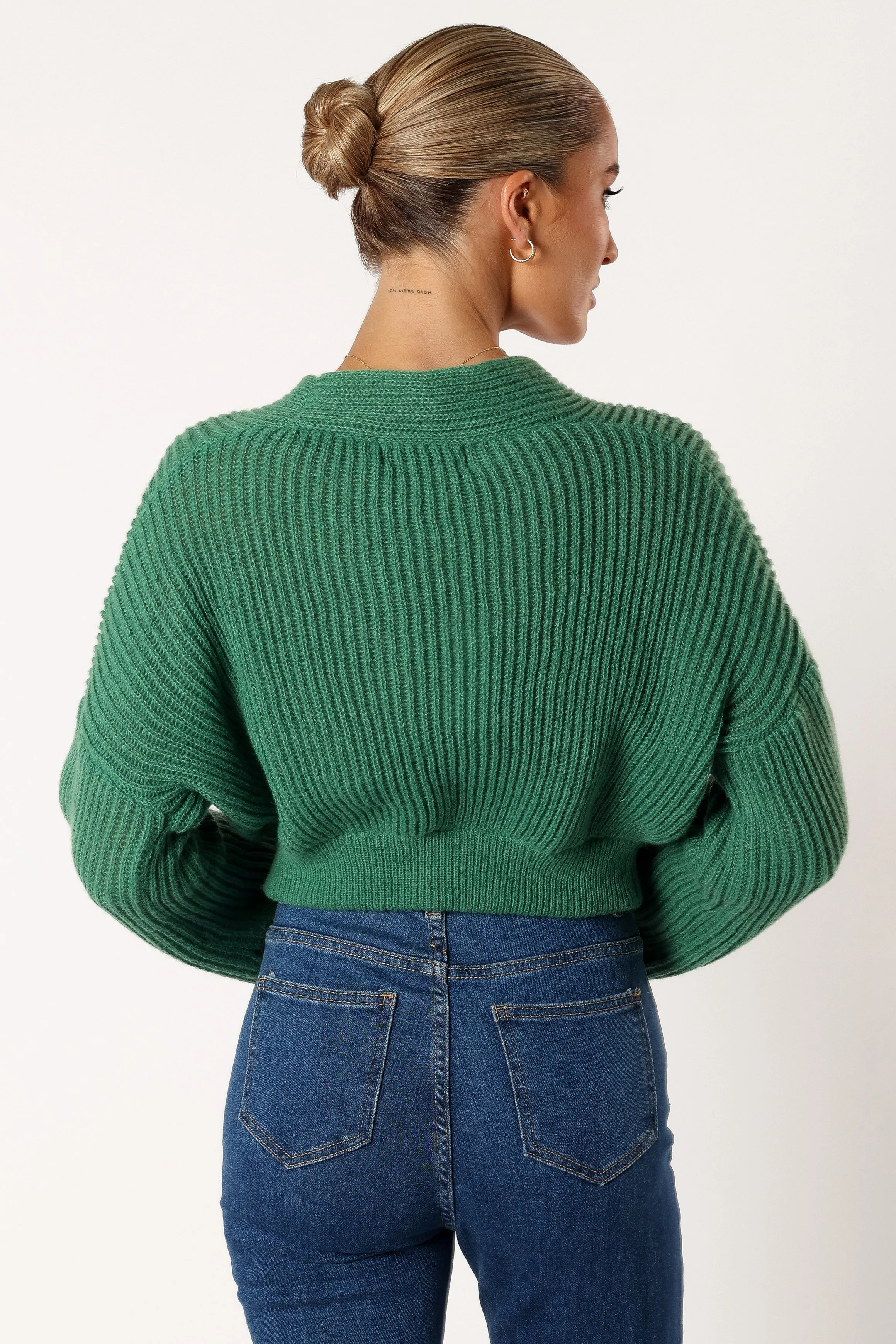 Brinley Crop Knit Sweater - Kelly Green