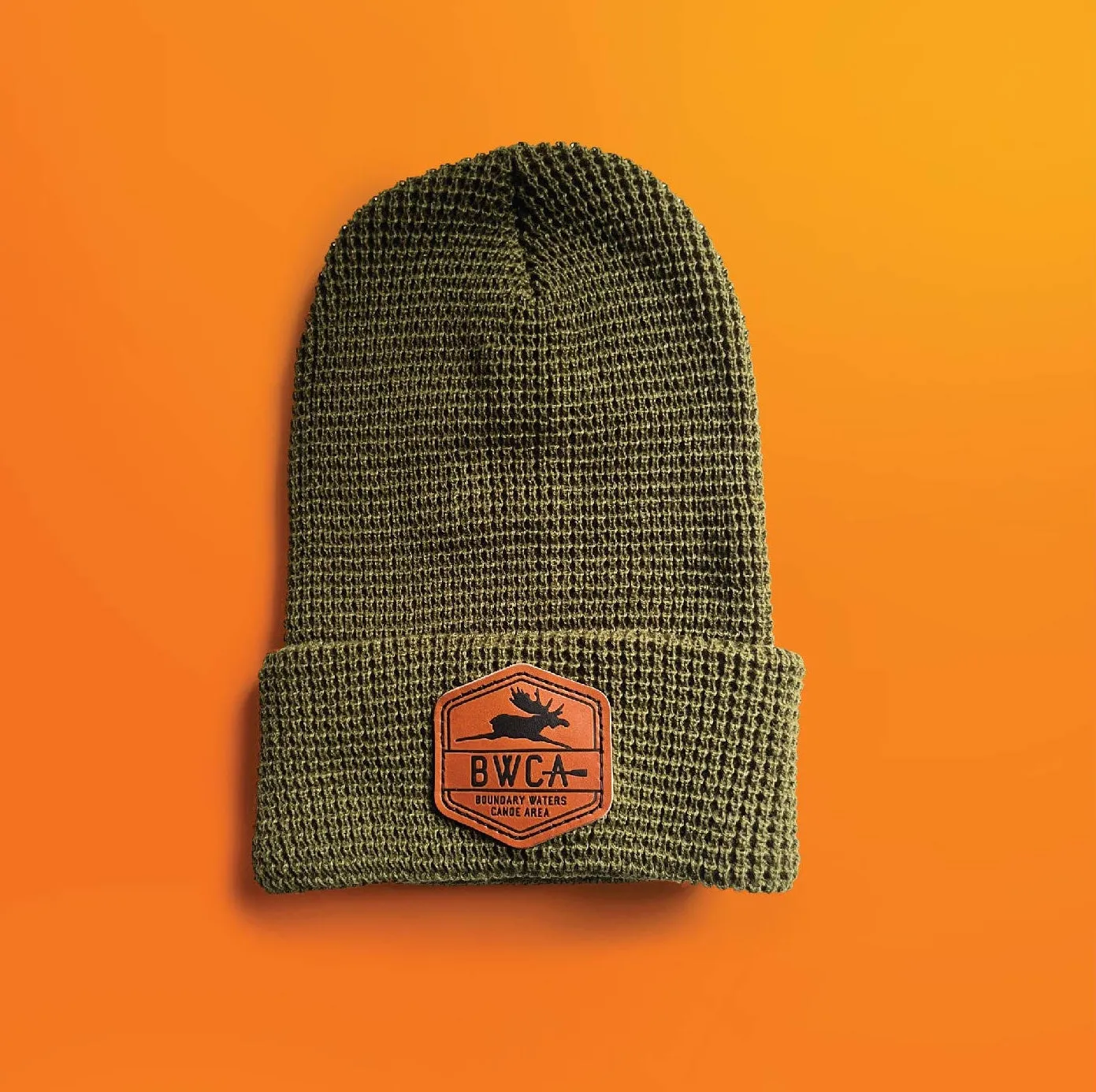 BWCA Waffle Beanie - Leather Patch