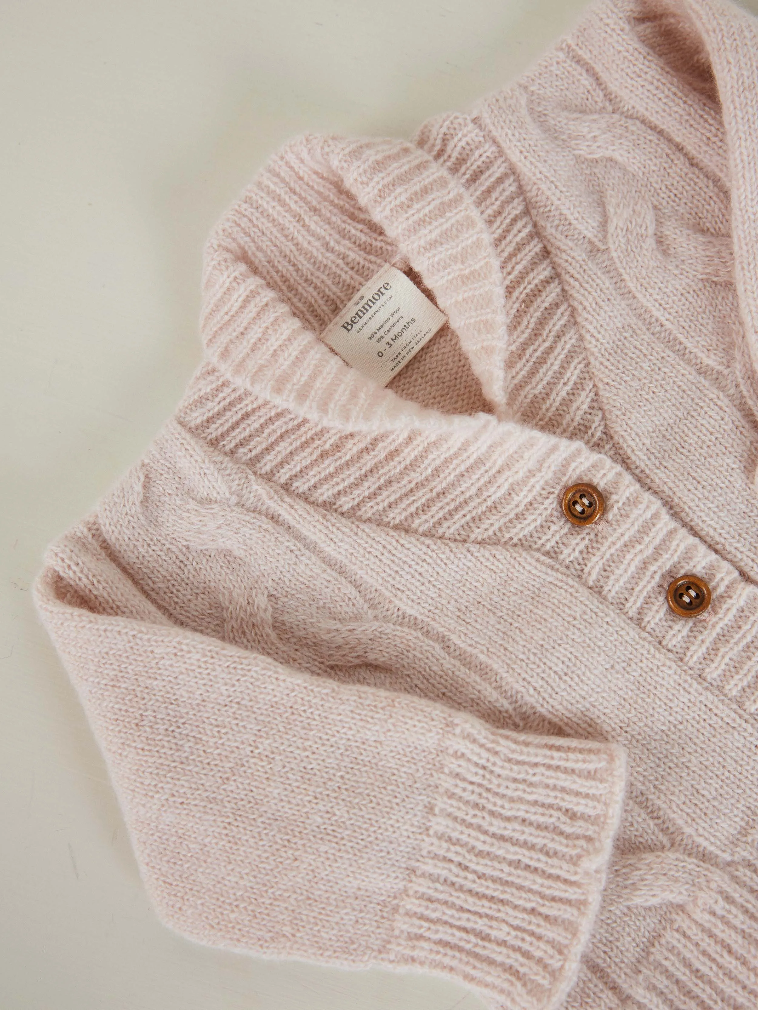 Cable Knit Hat & Cardigan Set | Blush Pink 6-12 Months