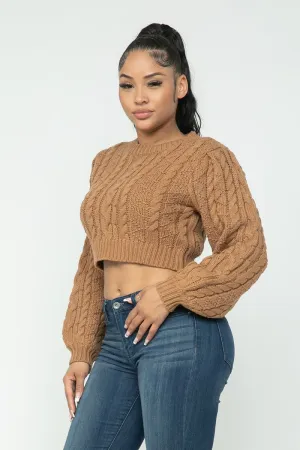 Cable Knit Sweater Crop Top