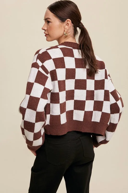 Checkered Crop Cardigan