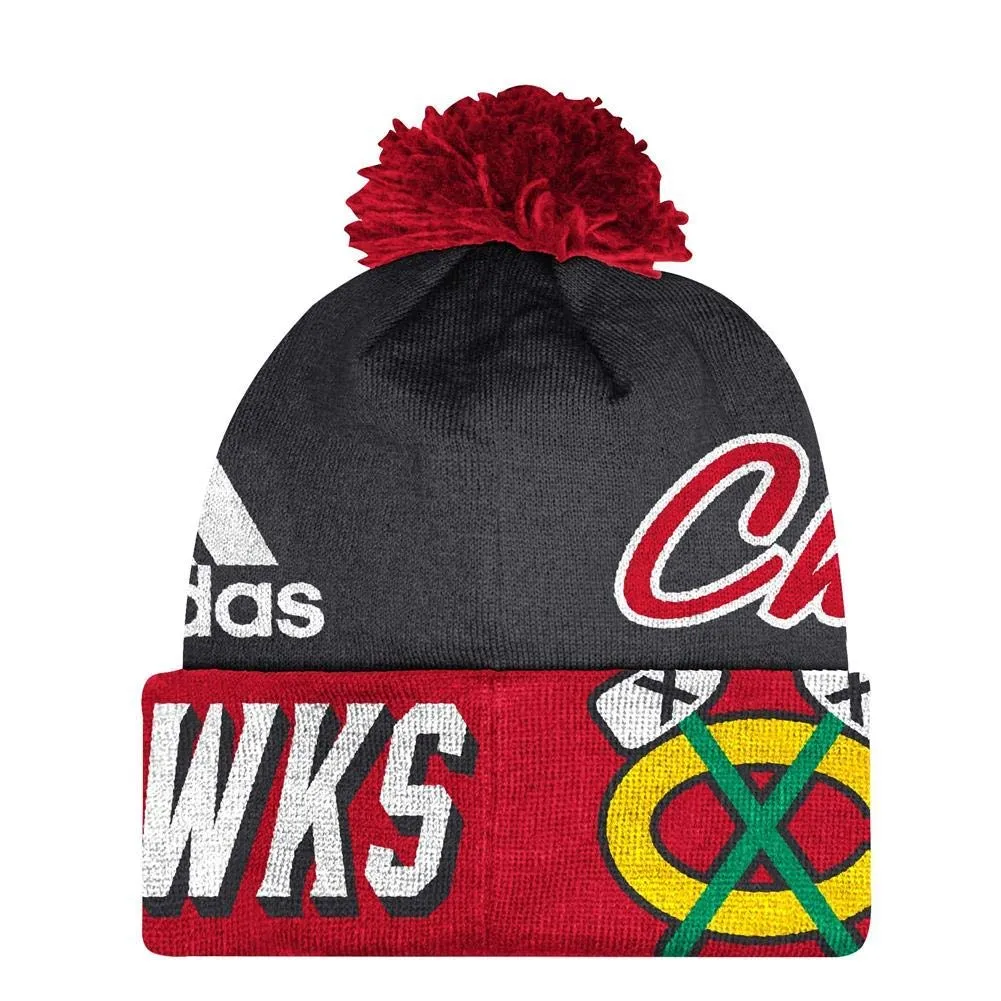 Chicago Blackhawks Cuffed Pom Knit Beanie