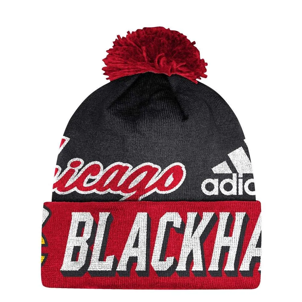 Chicago Blackhawks Cuffed Pom Knit Beanie