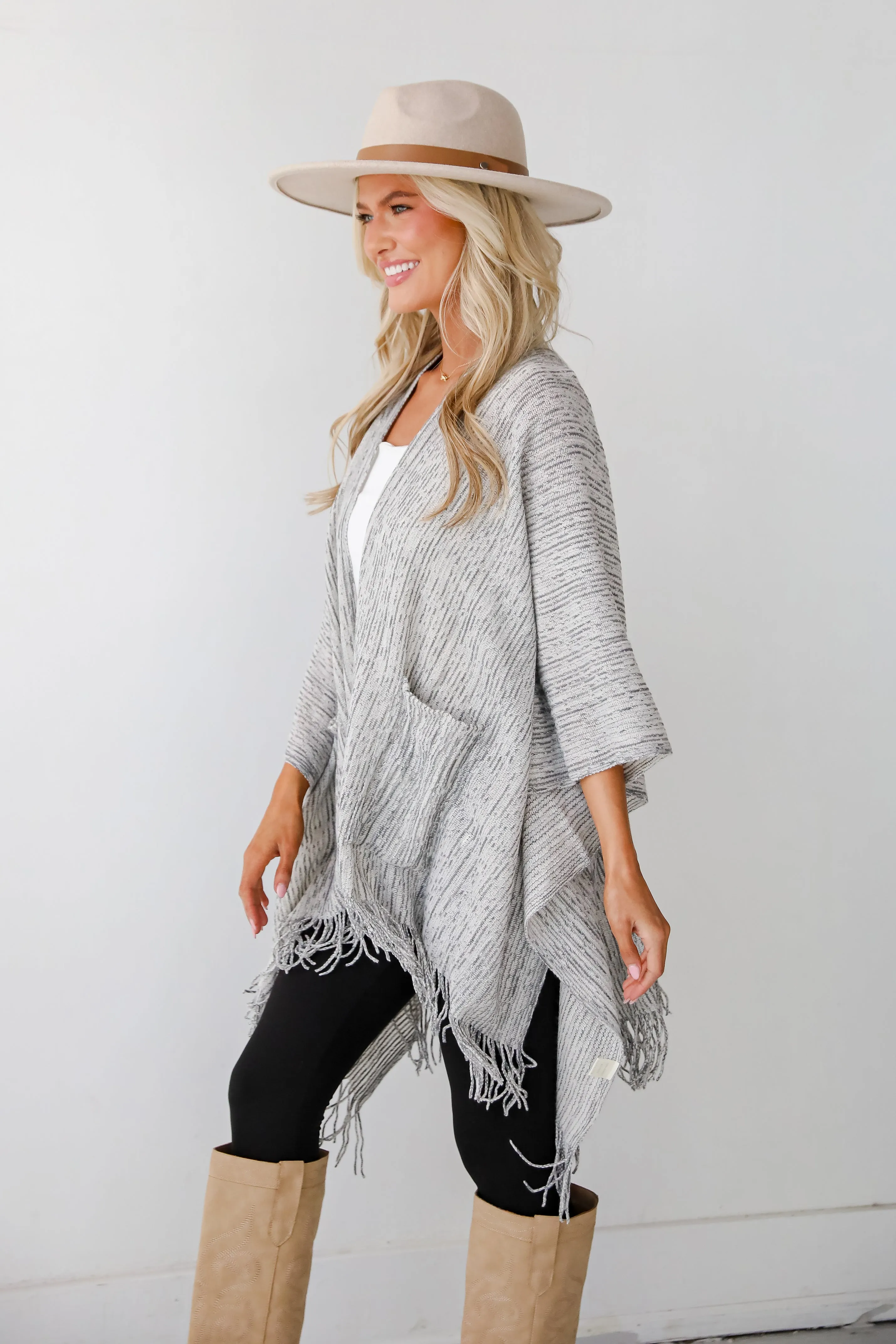 Cozy Afternoon Ivory Knit Fringe Shawl