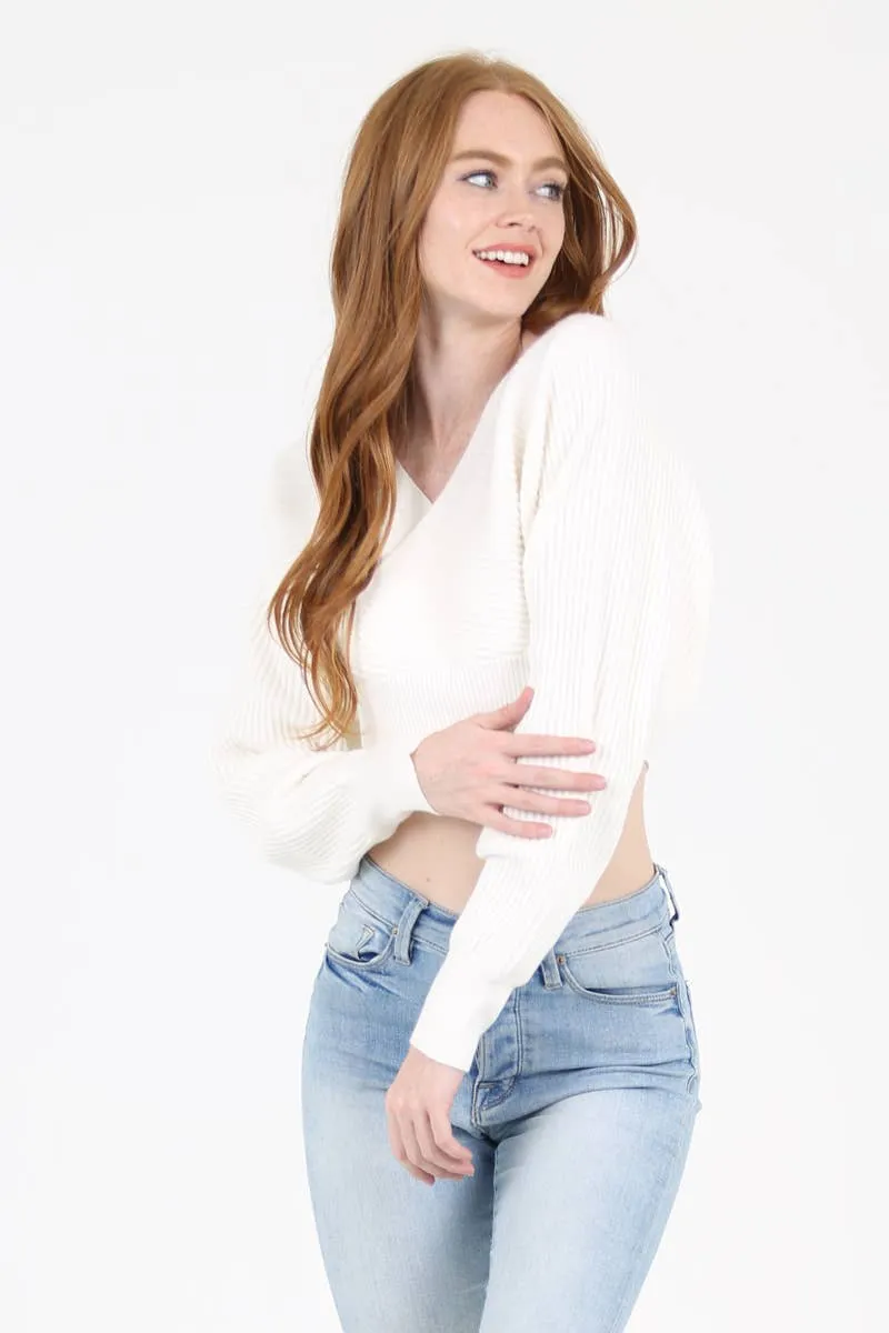 Cozy Beautiful White Sweater Crop