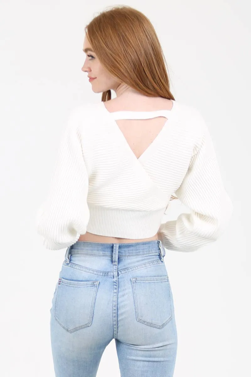 Cozy Beautiful White Sweater Crop