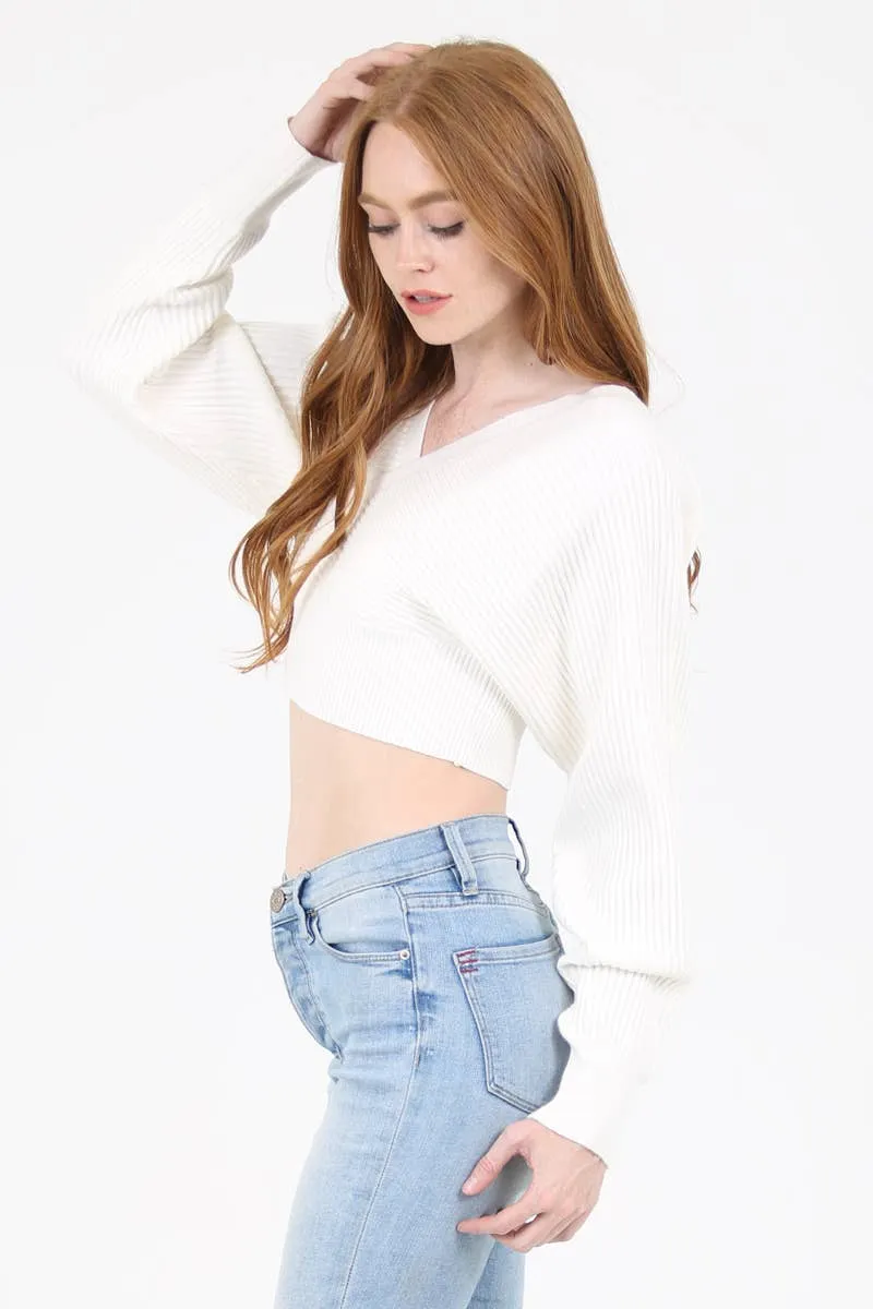 Cozy Beautiful White Sweater Crop