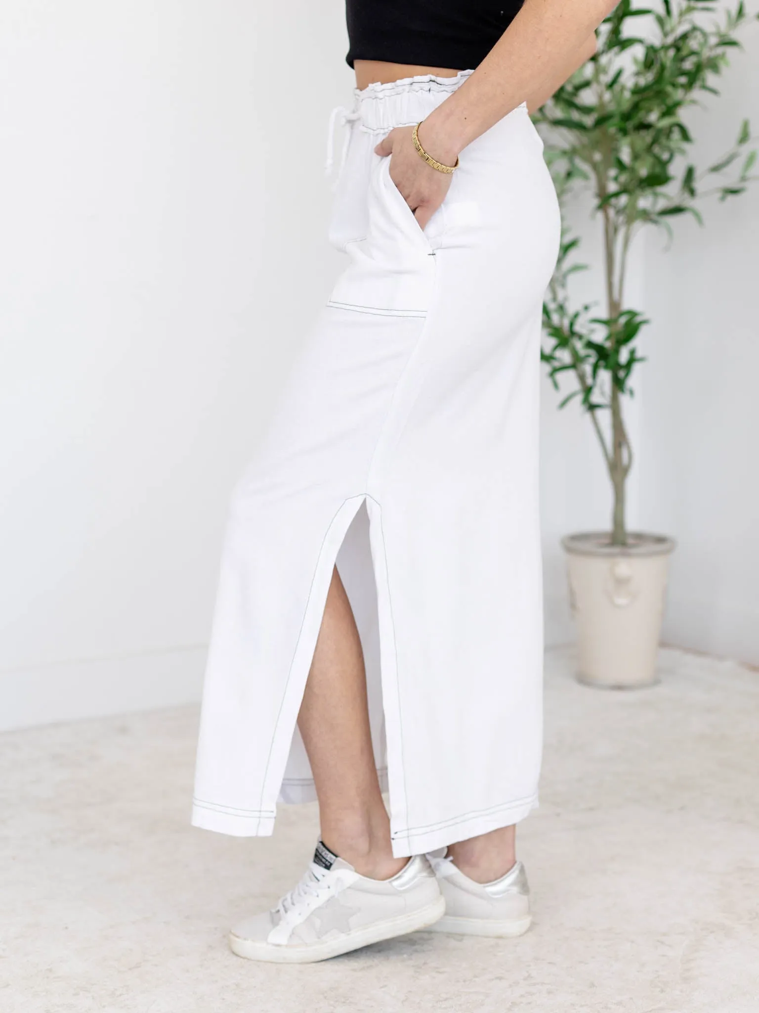 DEX Contrast Stitch Maxi Skirt