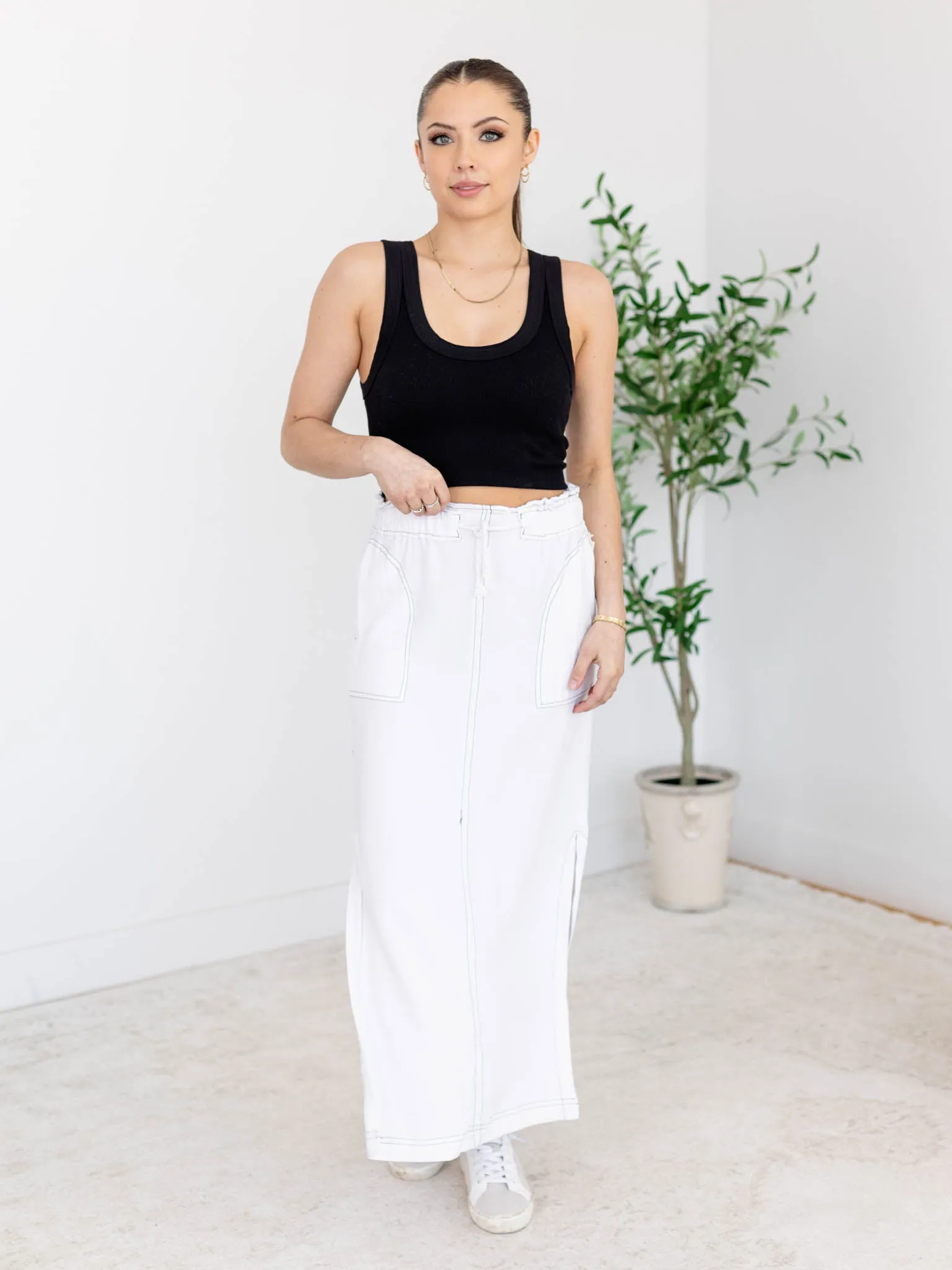 DEX Contrast Stitch Maxi Skirt