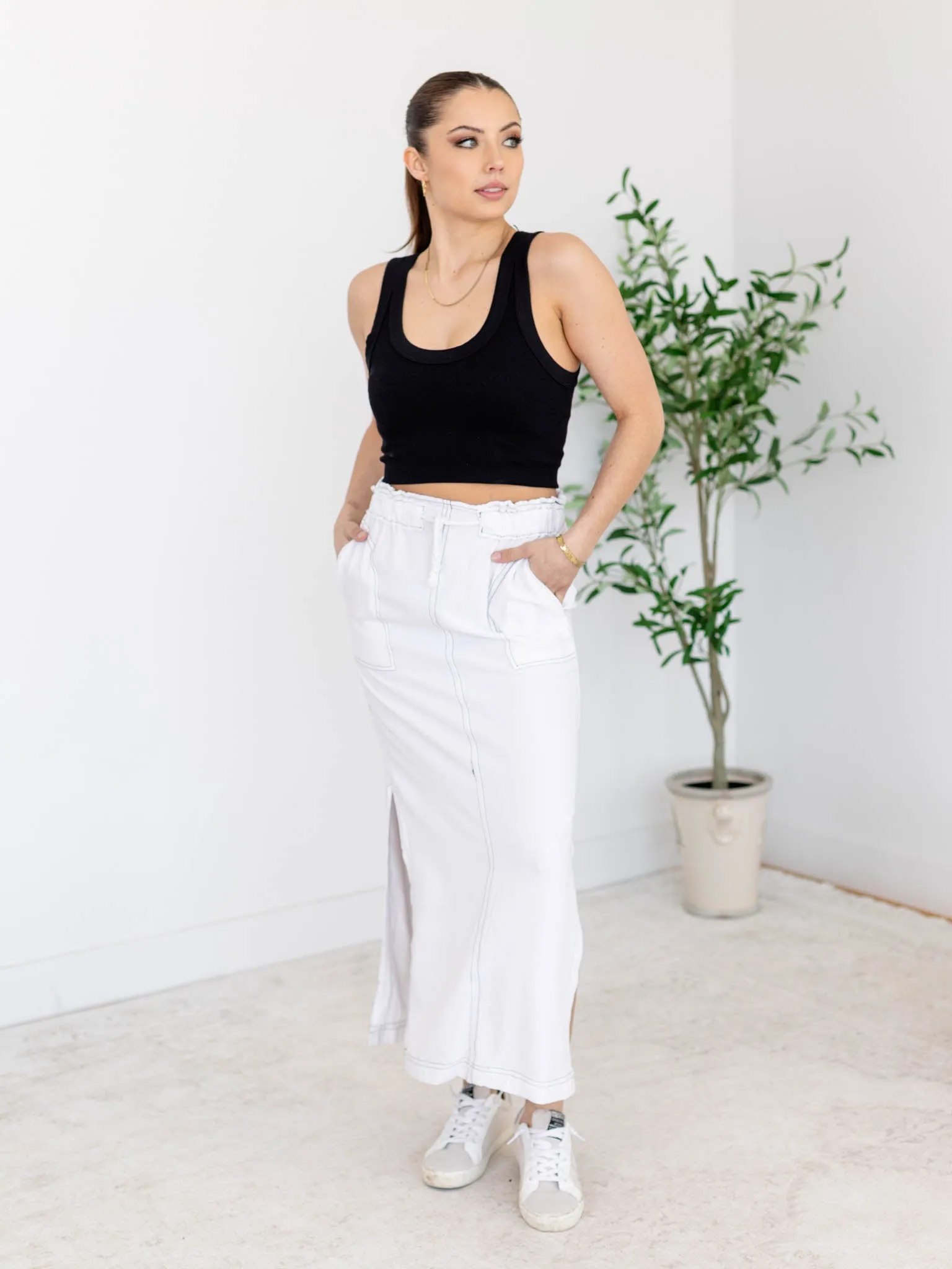 DEX Contrast Stitch Maxi Skirt