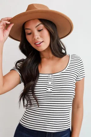 Envied Comfort Ivory Striped Knit Top - DU DEAL