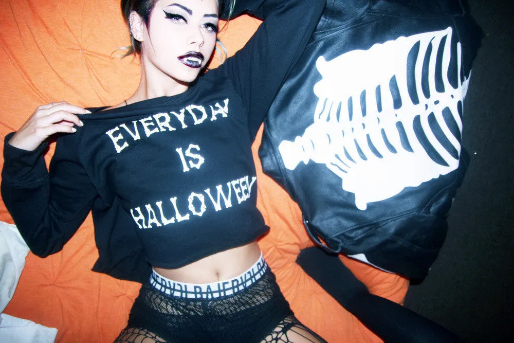 EVERDAY IS HALLOWEEN OFF THE SHOULDER SWEATSHIRT