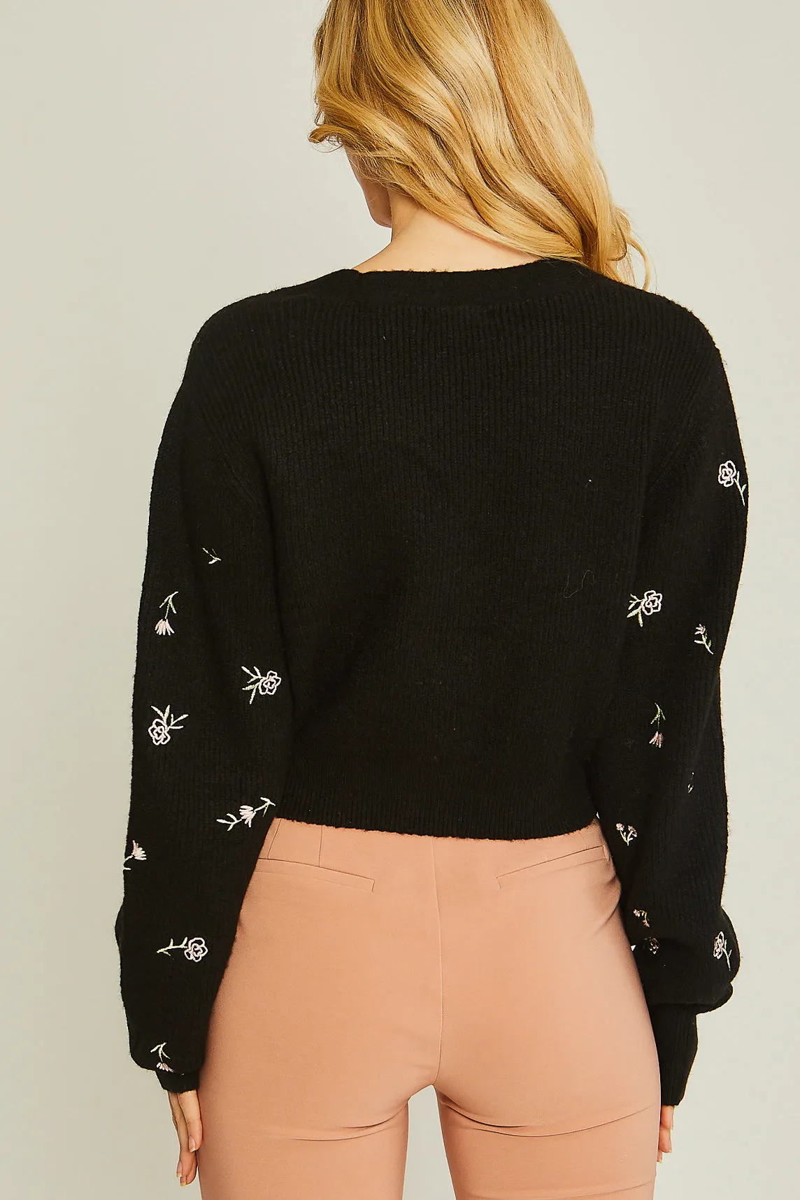 Floral Embroidered Sweater Cardigan