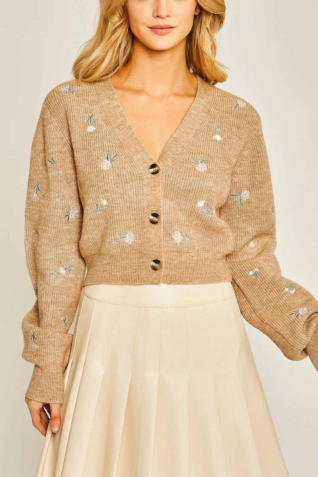 Floral Embroidered Sweater Cardigan