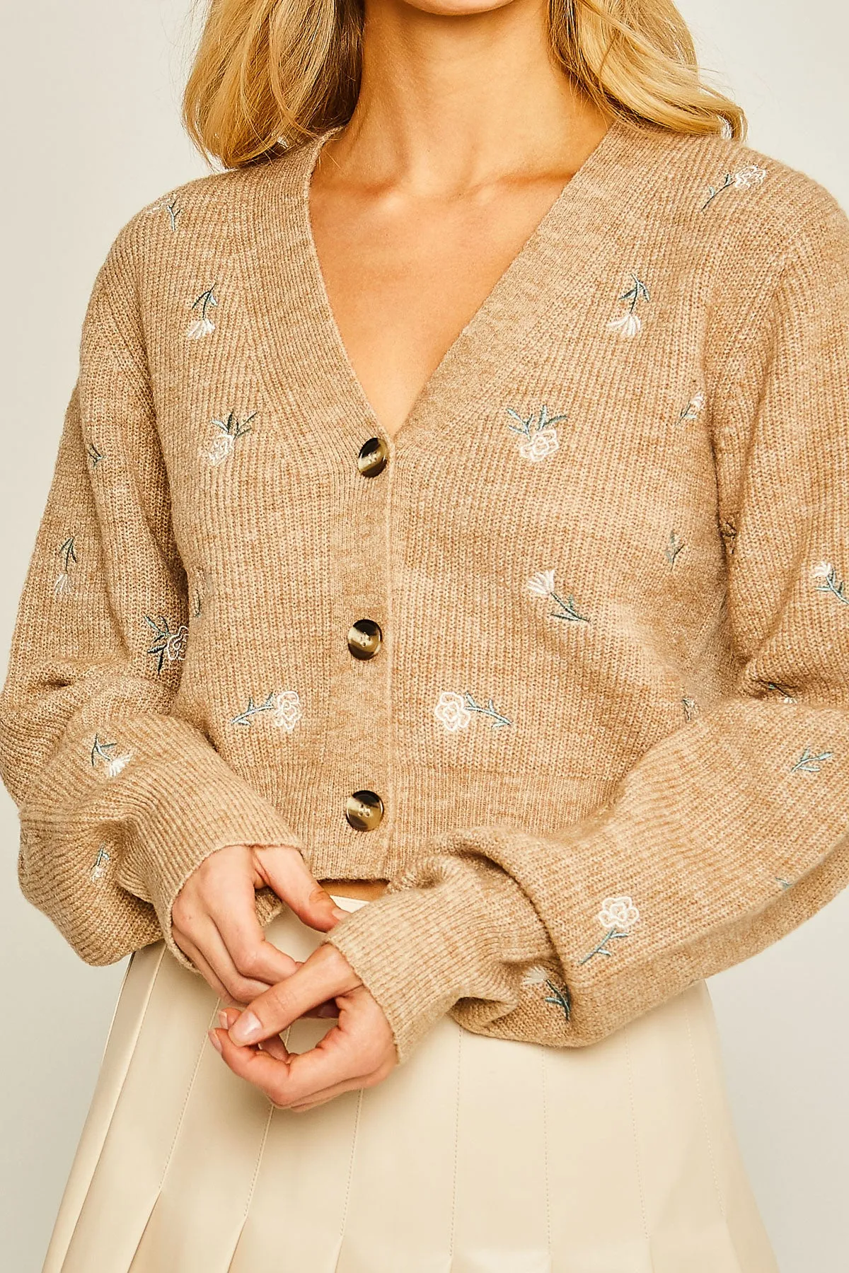 Floral Embroidered Sweater Cardigan