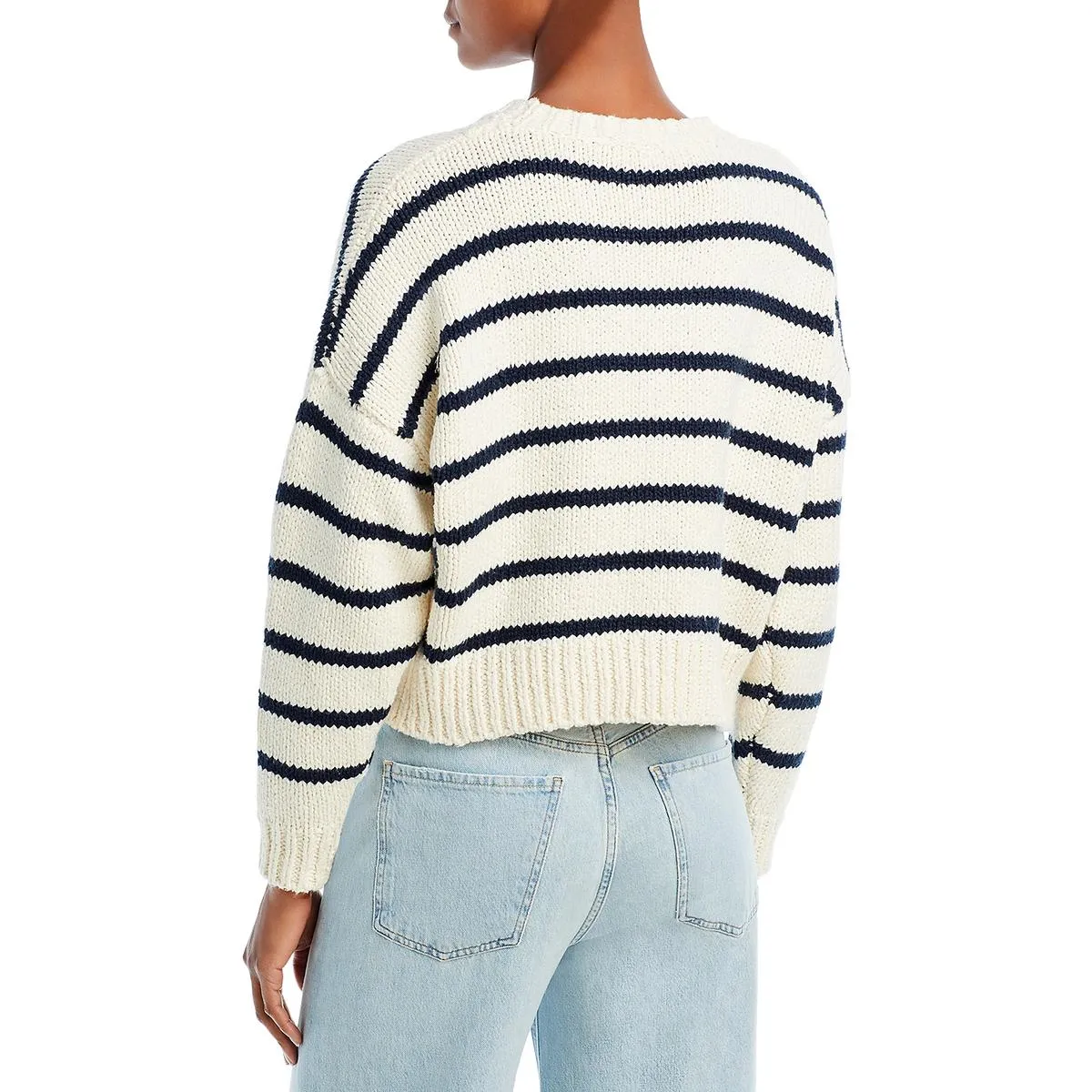 FRAME Womens Cotton Knit Crop Sweater