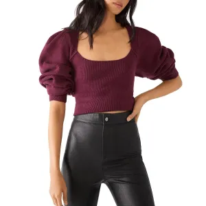 Free People Womens Saffron Ribbed Short Crop Sweater