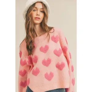 Fuzzy Heart Sweater Top