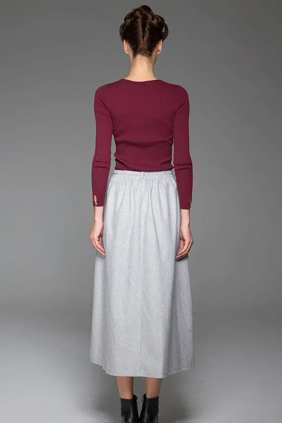 Gray Wool Skirt Winter Skirt Warm Skirt Autumn Skirt Plain Skirt (1441)