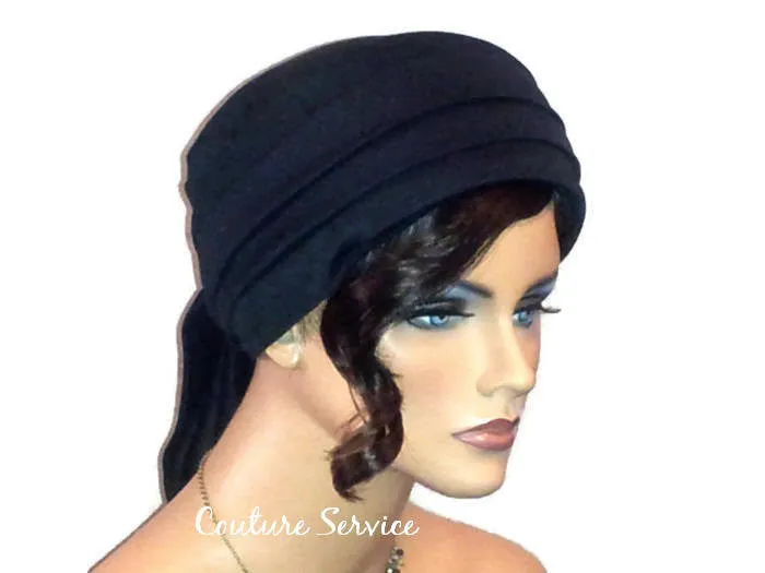 Handmade Black Turban Hat, Lined, Wrapped