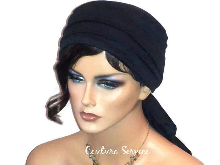 Handmade Black Turban Hat, Lined, Wrapped