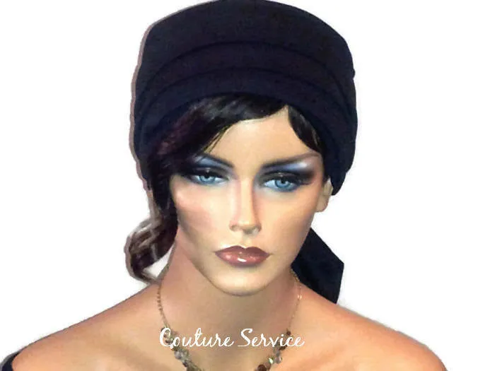 Handmade Black Turban Hat, Lined, Wrapped