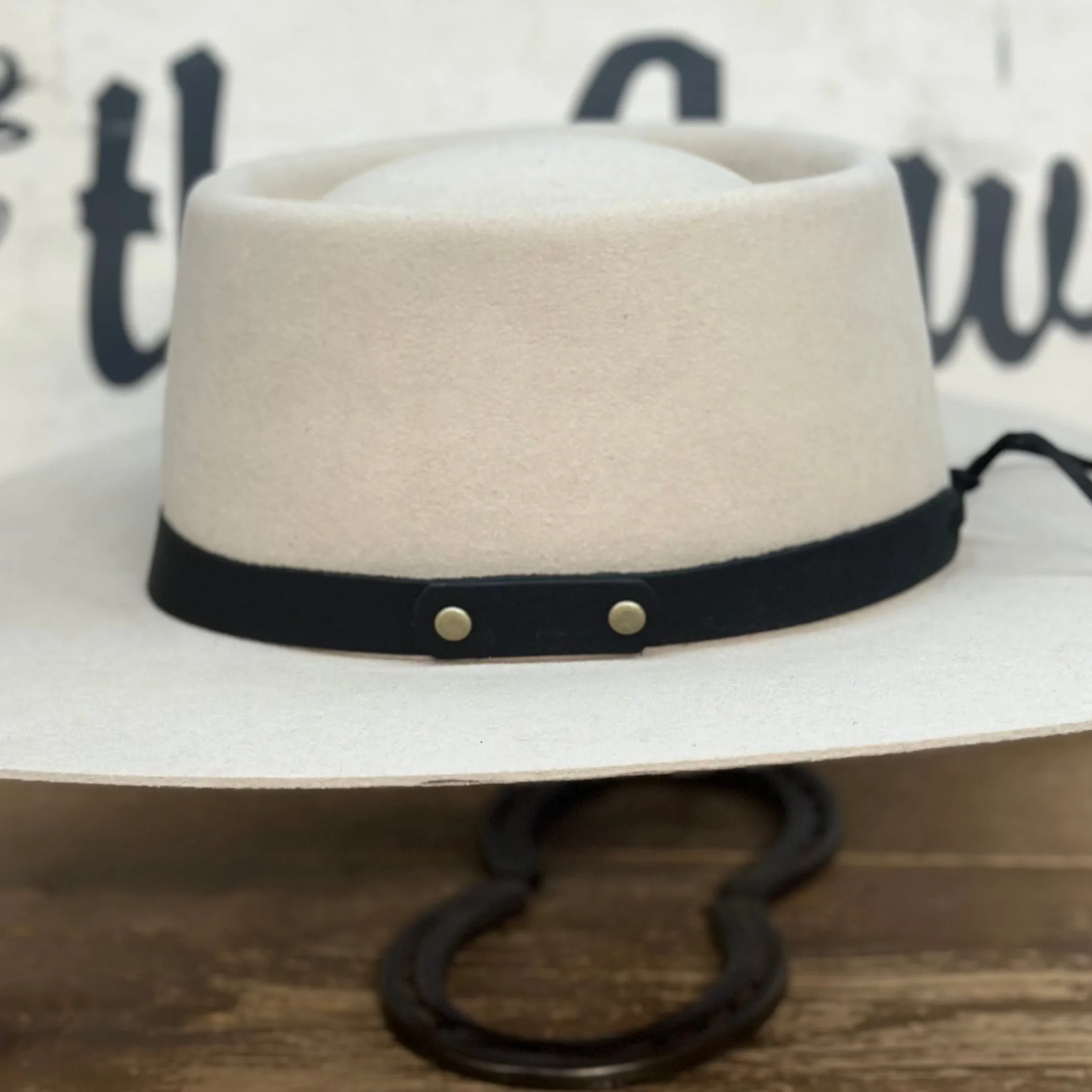 Hatband | Black Leather w/ Brass Rivets