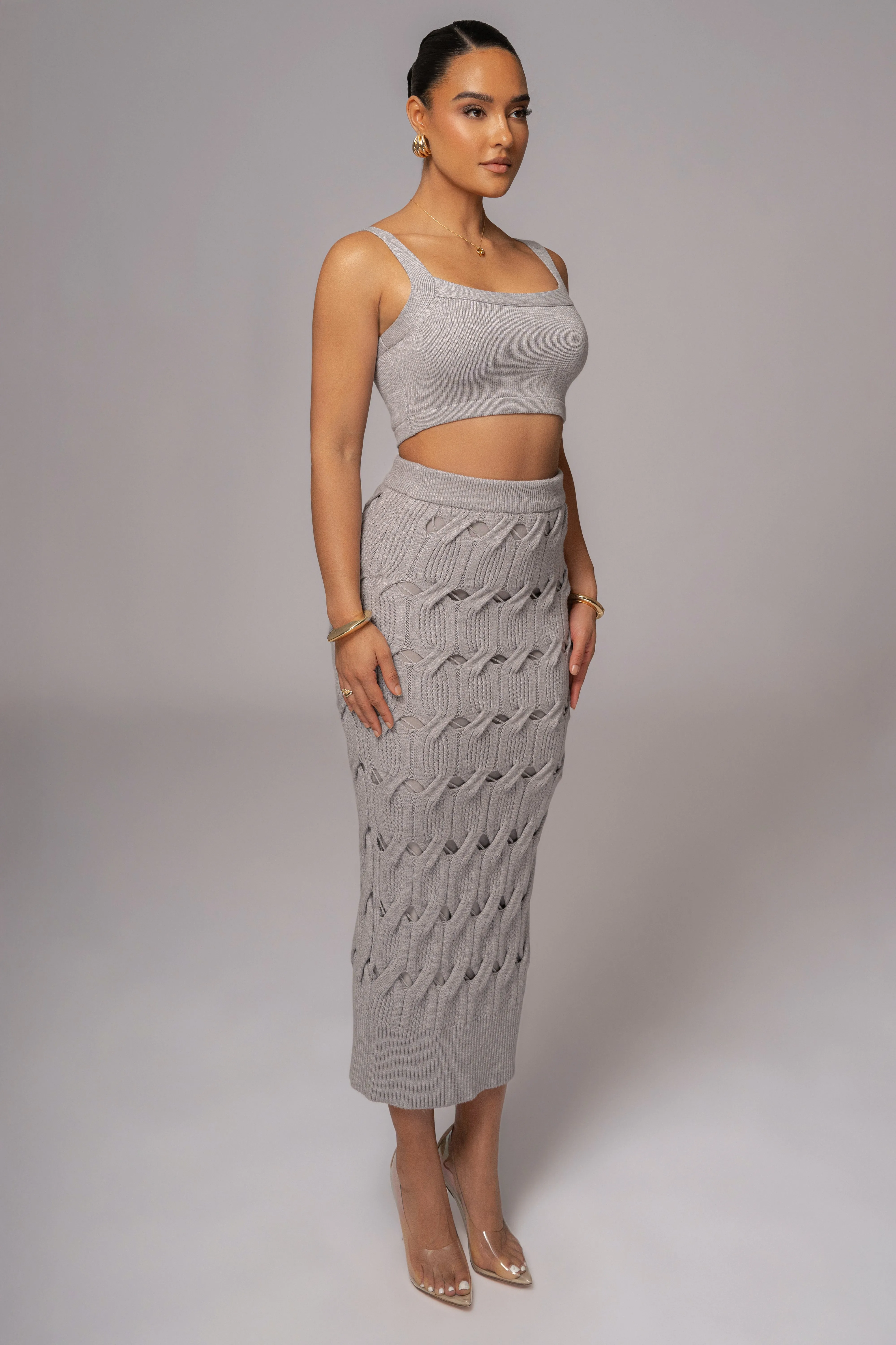 Heather Grey Darlah Knit Crop Top