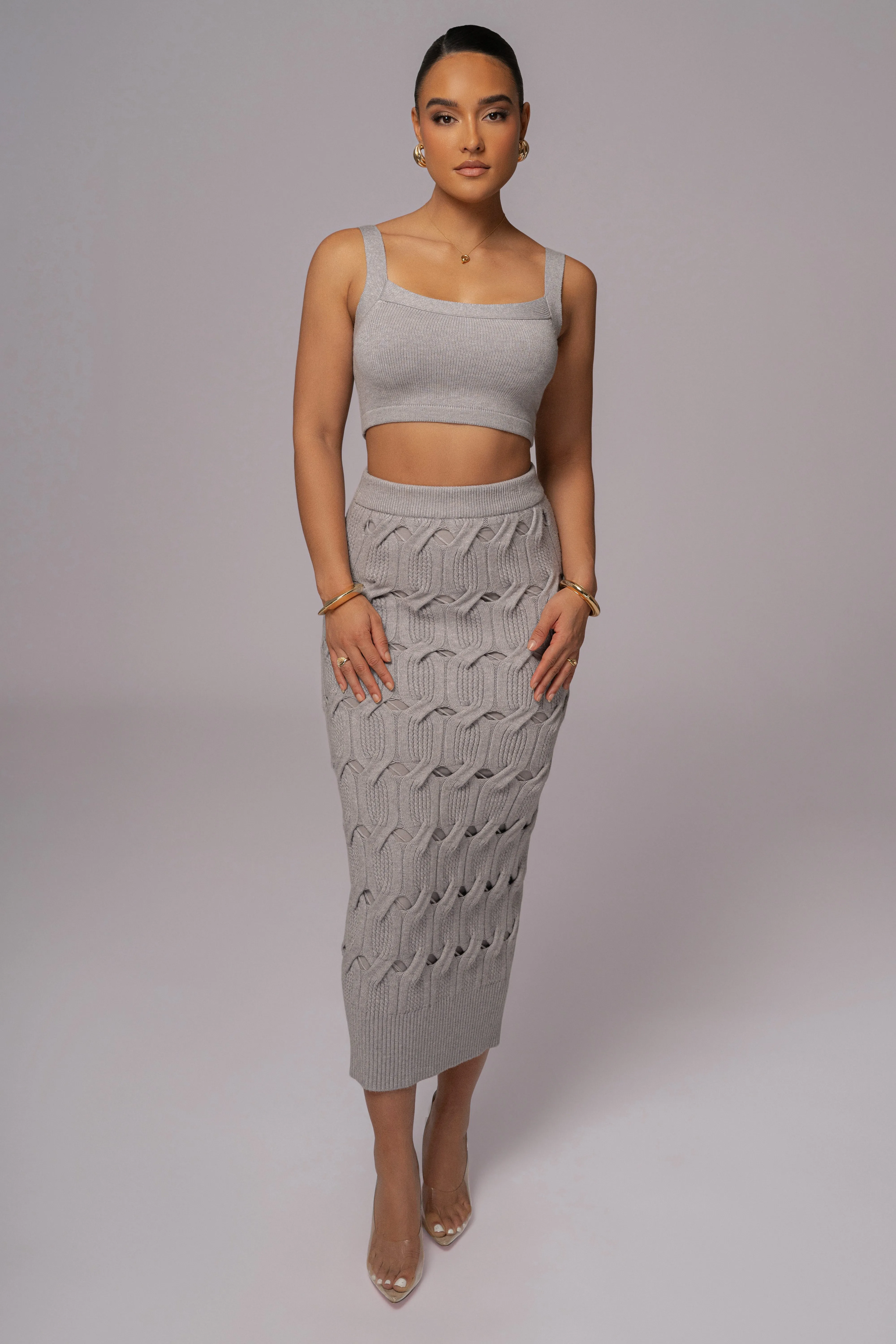 Heather Grey Darlah Knit Crop Top