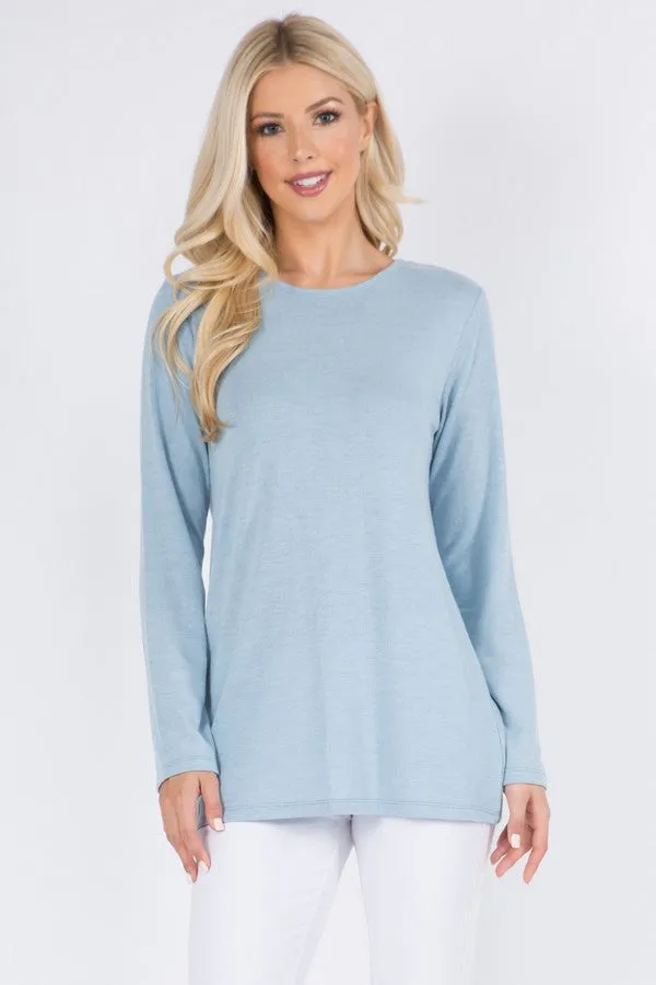 Heather Knit Cut-Out Long Sleeve Top