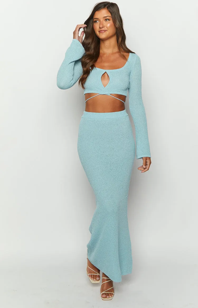 Laila Blue Knit Maxi Skirt