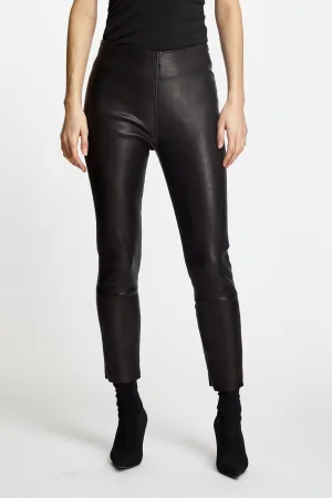 Leather Crop Leggings Black