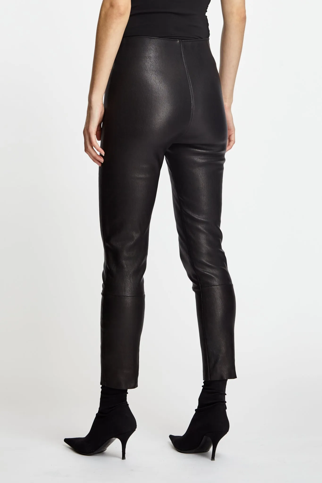 Leather Crop Leggings Black