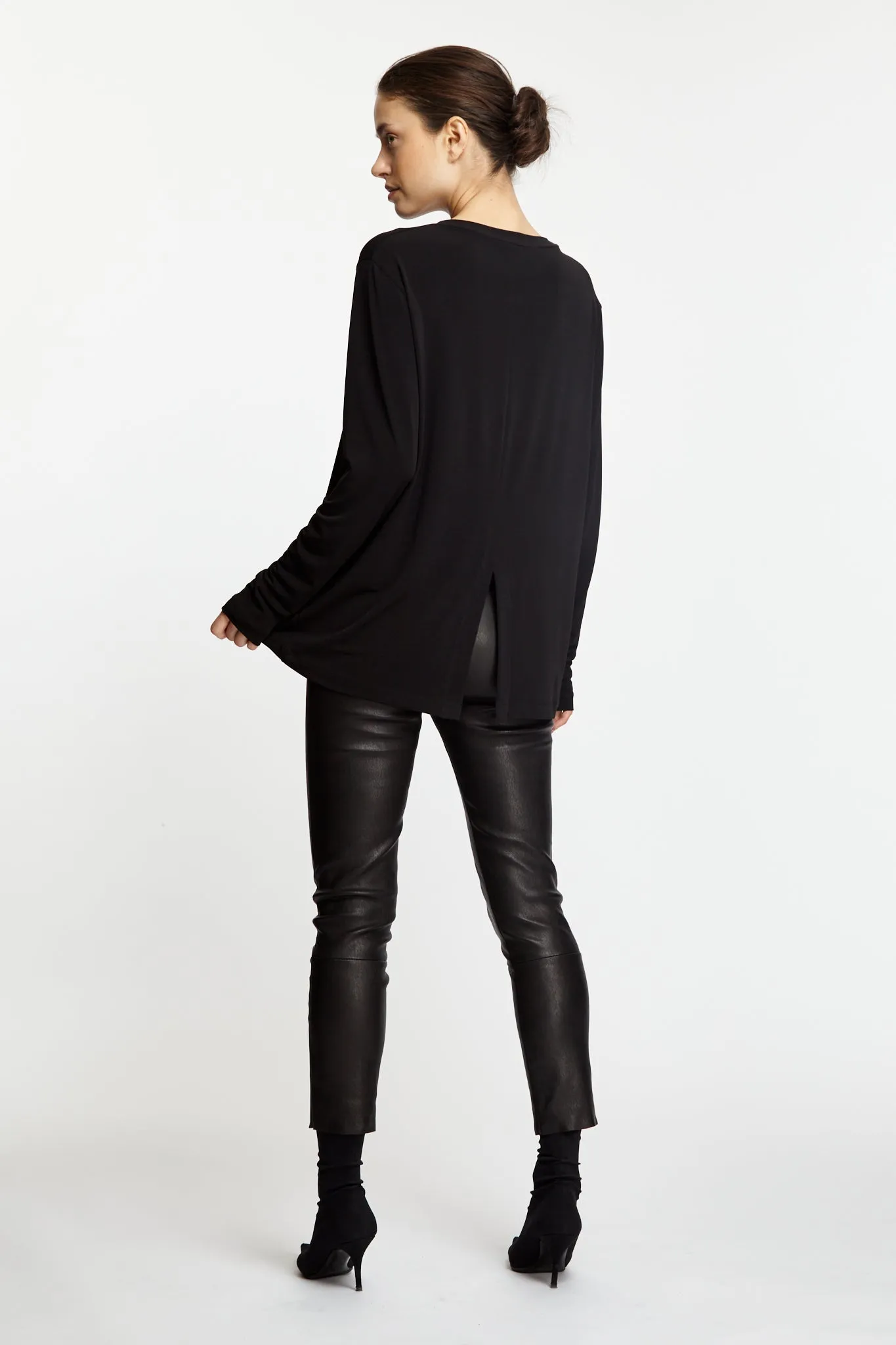 Leather Crop Leggings Black