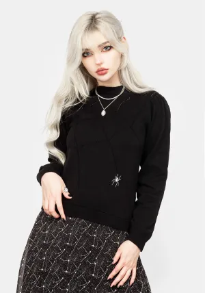 Lolth Puff Sleeve Crop Pointelle Sweater