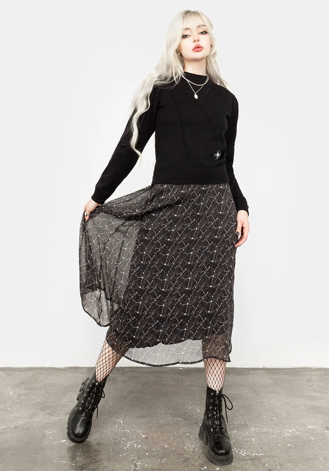 Lolth Puff Sleeve Crop Pointelle Sweater