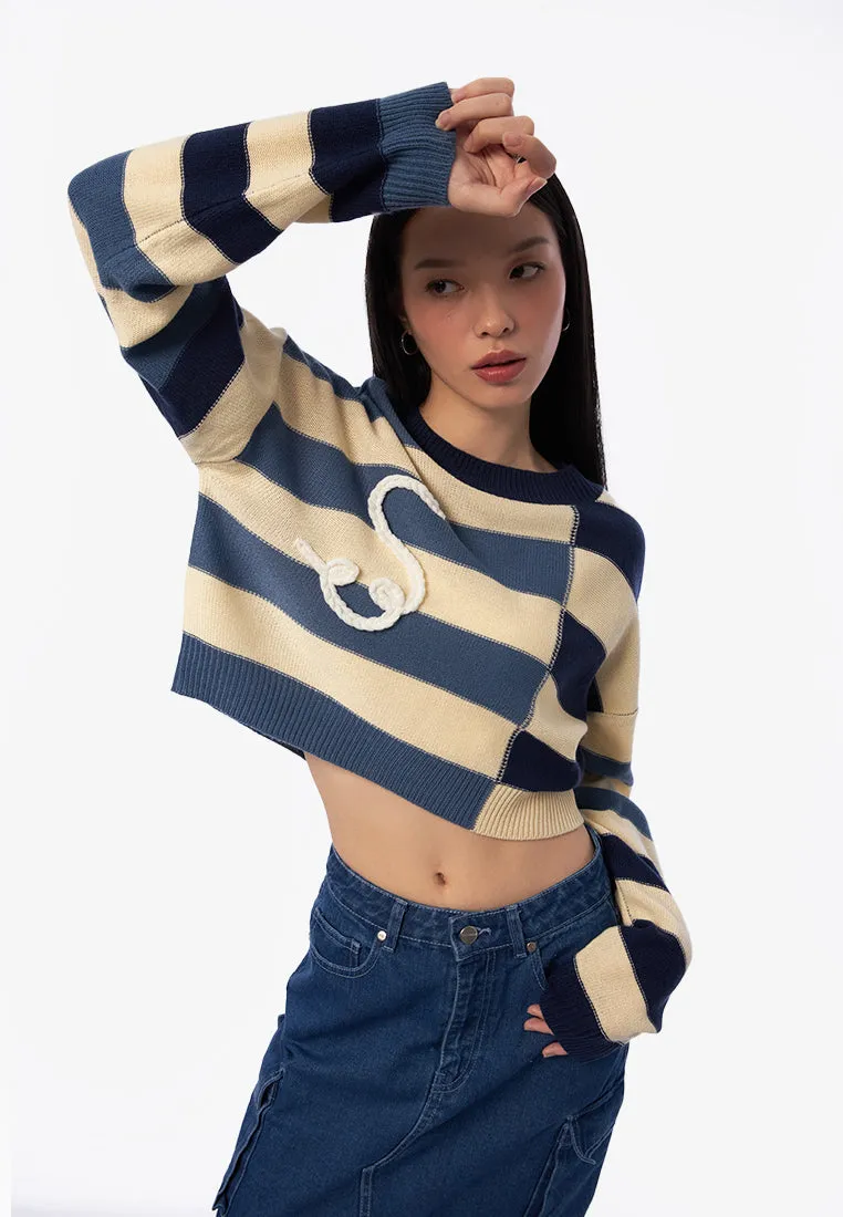 Long Sleeve Striped Crop Sweater