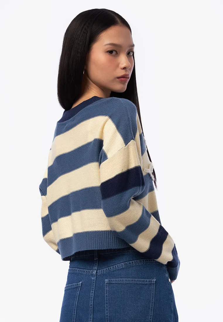 Long Sleeve Striped Crop Sweater